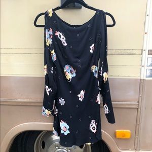 FREE PEOPLE Long Sleeve Floral Cold Shoulder Dress